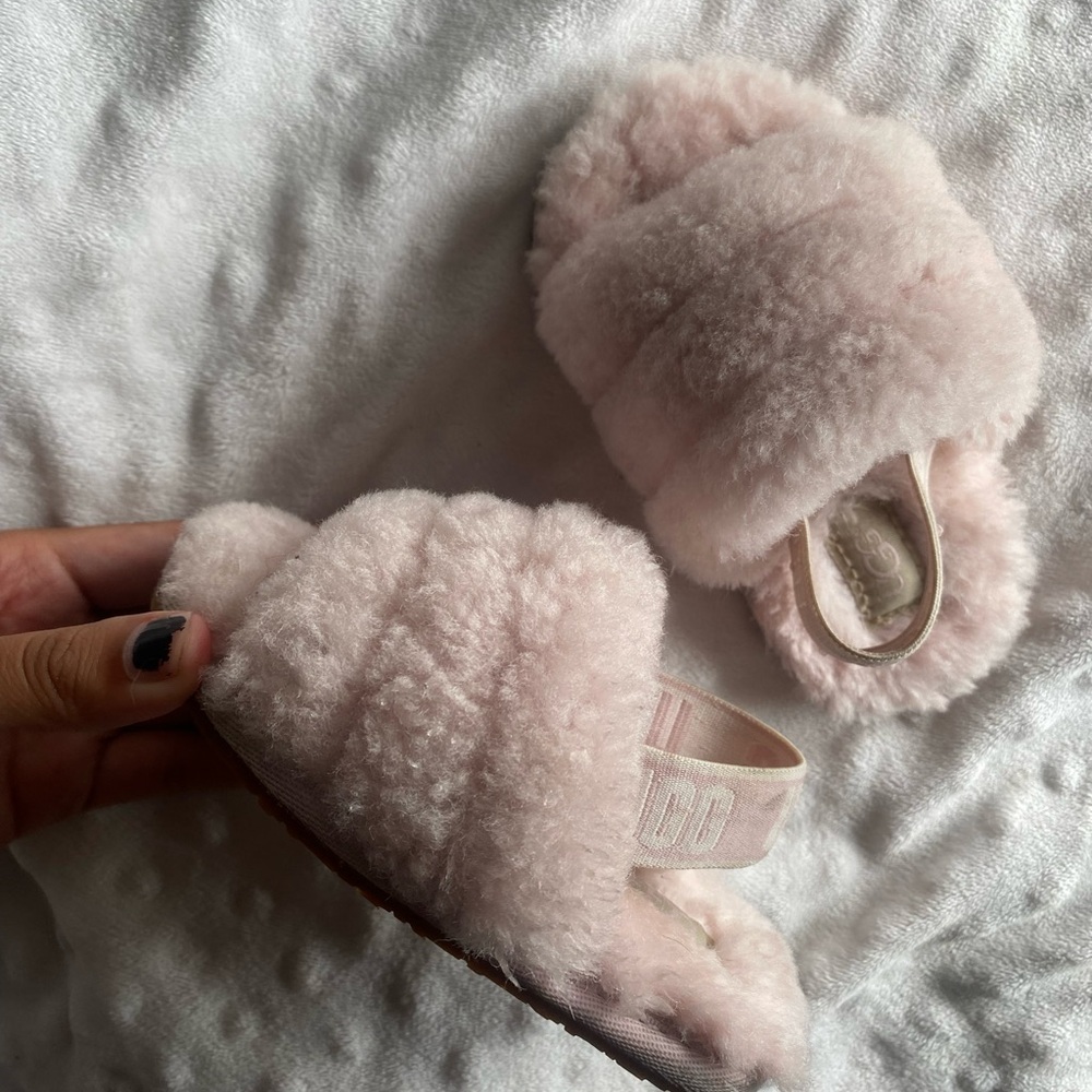 UGG Cozy Pink Faux Fur Slippers